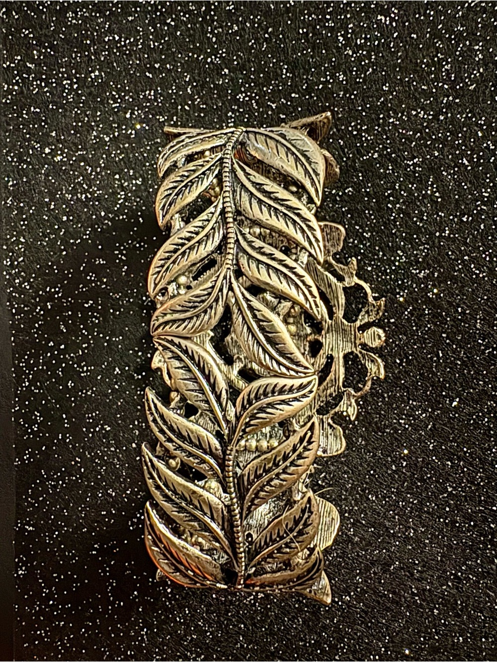 Floral Rose Metal Statement Bracelet - Gold Tone - Picture 2 of 2
